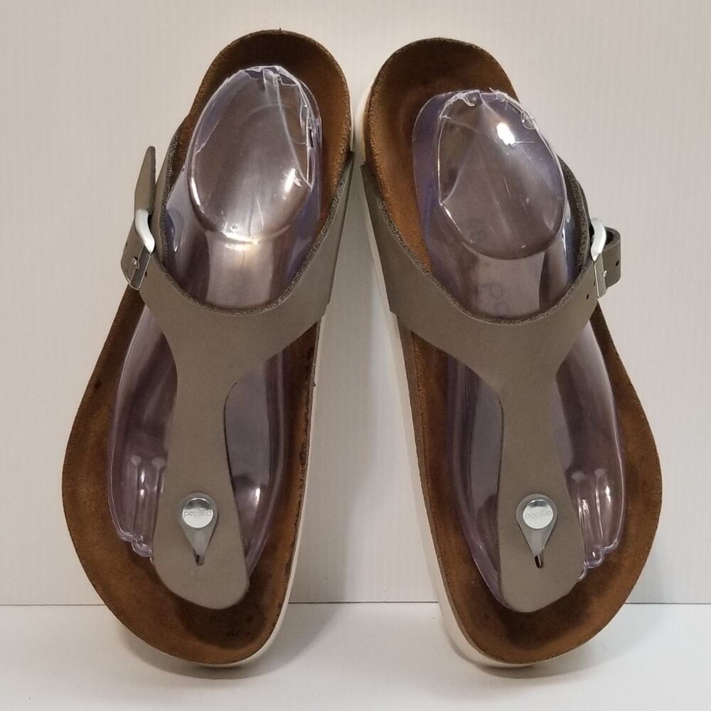 Birkenstock Papillio Gizeh Flex Platform Womens Size 9 Reg Sandals Gray Thong